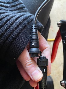 view of the plug connection for the wheelchair controller